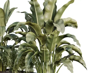 HQ Urban environment set of green plant benches 19 3D model