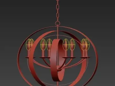 Luna 8 Light Bronze Oval Chandelier 3D model