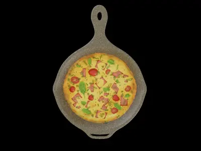 Omlette cartoon food-omlette only 3D model