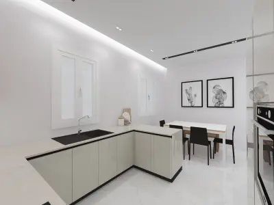 Kitchen modern with cabinets Low-poly 3D model