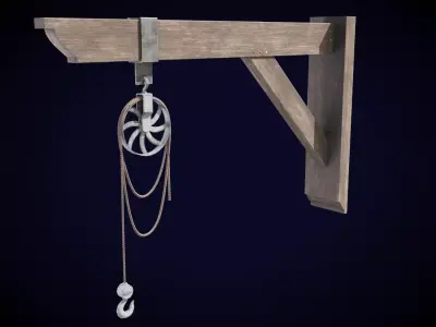 Old Warehouse Pulley Low-poly 3D model