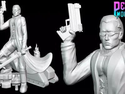 JC Denton from Deus Ex - 62mm scale miniature 3D print model