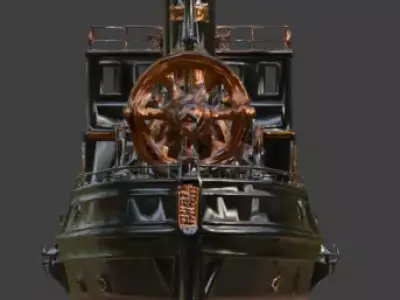 Steampunk Industrial Patrol Ship 3D Model Low-poly 3D model