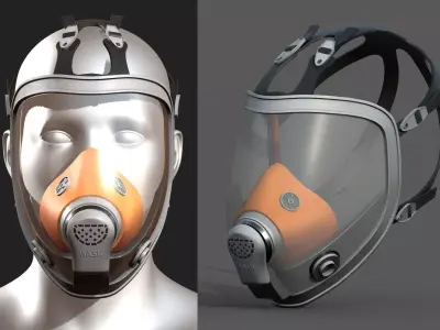 Gas mask helmet 3d model military combat fantasy  Low-poly 3D model 3