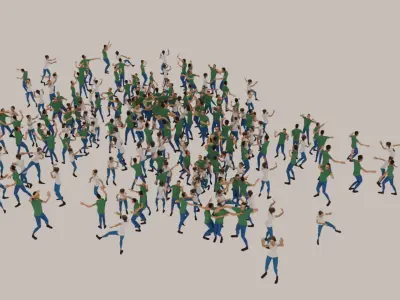 Animated Crowd Dancing Low Poly Low-poly 3D model