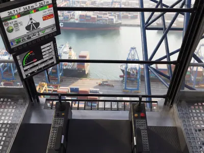  Terex Gottwald Mobile Harbour Crane Gray Blue Rigged 