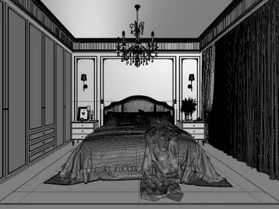 3D model of American bedroom 3D model