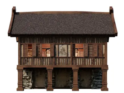 Old Medieval Building House 4K Textures GameReady 57 Low-poly 3D model