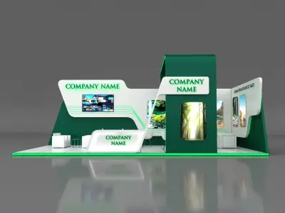 Booth Exhibition Stand Stall 5x10m Height 400 cm 2 Side Open 3D model