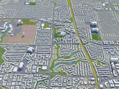 Richardson Texas USA 25km Low-poly 3D model