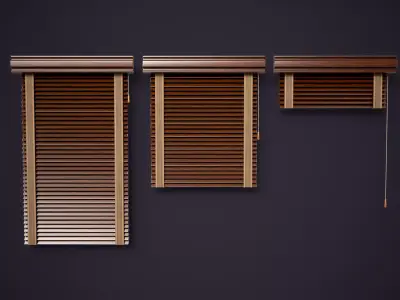 Vintage Wooden Blinds Low-poly 3D model
