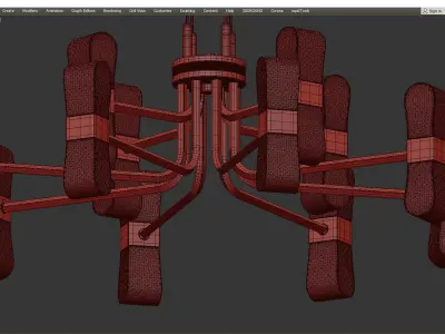 MARSELLA modern chandelier in brass and glass Low-poly 3D model purchase