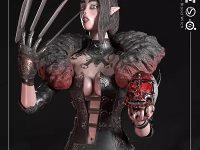 Wizetta - The Blood-witch Low-poly 3D model