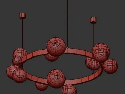 ASTEN assen chandelier with glass balls 3D model