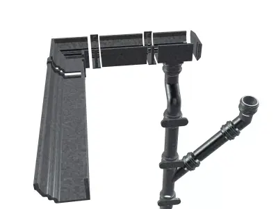 Modular vintage rain gutter N pipe set for Diorama 3D print model