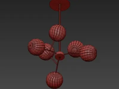 NIGHTSTAR chandelier with four balls hanging from it 3D model