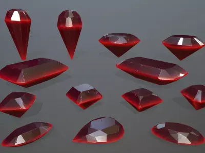 Gem Set gemstones Low-poly 3D model