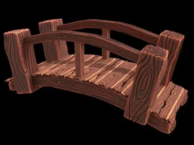 Cartoon Wooden Bridge Low-poly 3D model