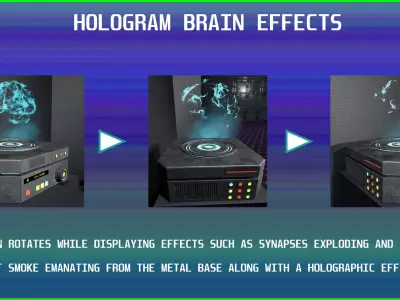 Hologram Brain Low-poly 3D model