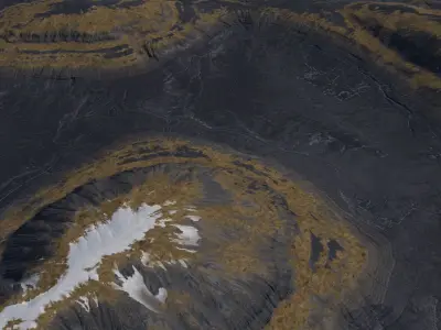 Landcape Icelandic Peaks Low-poly 3D model