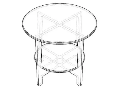 Teak Round Lamp Table Free 3D model