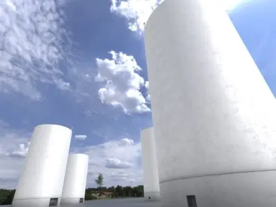Industrial Silo 55m With Animated Valve Low-poly 3D model