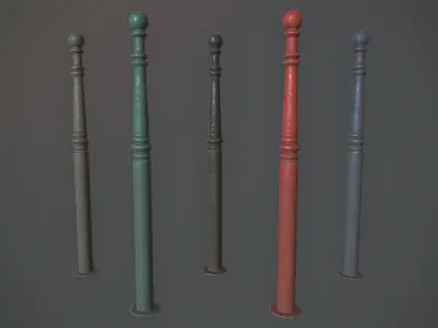 Barrier Bollard Pack 1 v2 Five Color Options Low-poly 3D model