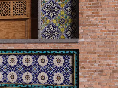 arabic exterior facade element set 809 Low-poly 3D model