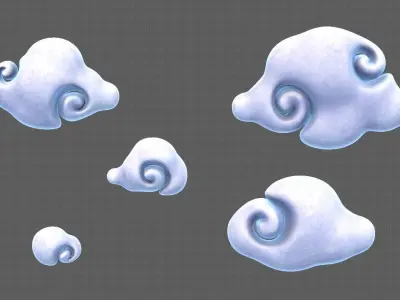 Clouds cartoon V04 Low-poly 3D model