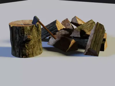 firewood two pieces of wood Low-poly 3D model