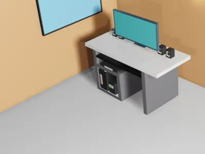 computer table Low-poly 3D model