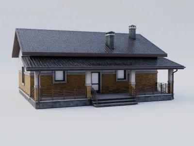 Game ready building Free low-poly 3D model