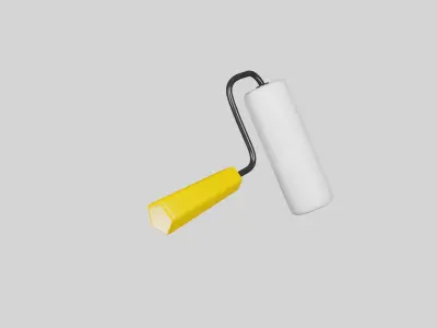 Paint roller  with plastic handle 3D model