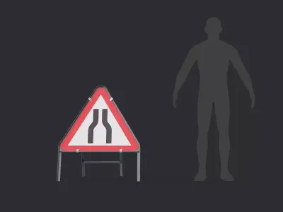 Road Narrows Both Triangular Road Sign Low-poly 3D model