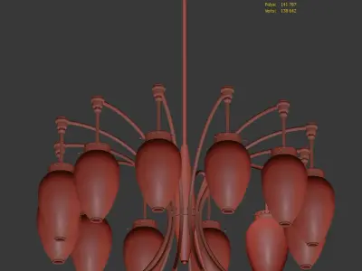 Chandelier French 1960s Brass and White Glass 3D model