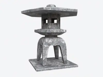 Japanese Stone Garden Lantern 02 3D model