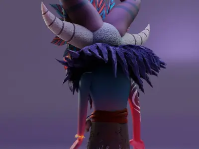 Shaman 3D model animated character with horns 3D model