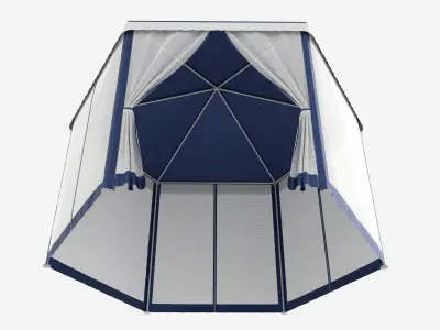 Hexagonal Garden Gazebo with Side Panels 02 3D model