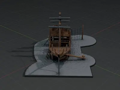 Playground pirate ship made of wood Low-poly 3D model