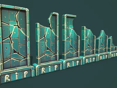 Fantasy gravestone rectangular Low-poly 3D model