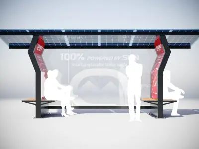 Solar Battery Bus Stop 3D model