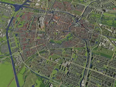 Groningen Netherlands - city and urban 3D model