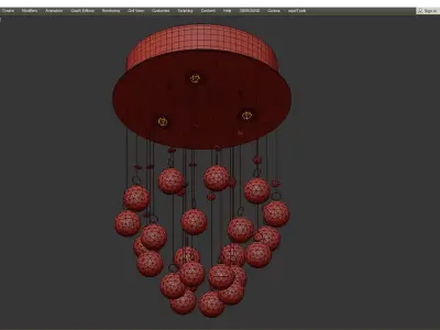 Modern Chandelier Rain Drop Crystal Ball Ceiling Lamp Low-poly 3D model