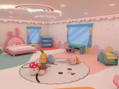 Stylized kids room 3D model