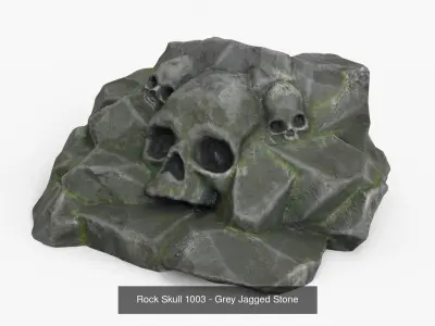 Skull Rock Set bundle - Grey Jagged Stone 3D Model Pack