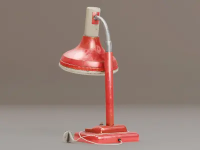 Vintage Red Table Lamp PBR Low-poly 3D model