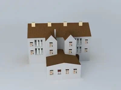 Old Office Building Europe Low-poly 3D model