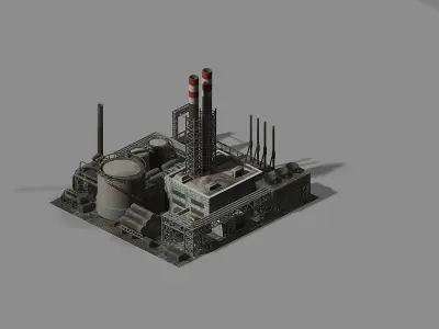 Heterogeneous-building-chemical plant 3D model