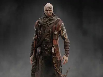 Post Apocalyptic Man Low-poly 3D model