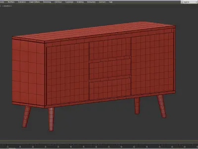 wooden cabinet Nagano 3D model
